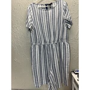 Lane Bryant‎ Women's Striped Zip Back Linen Romper Shorts Size 14